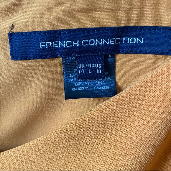 French Connection Whisper Sleeveless Envelope Skirt Dress Golden size 10 - Picture 7 of 15